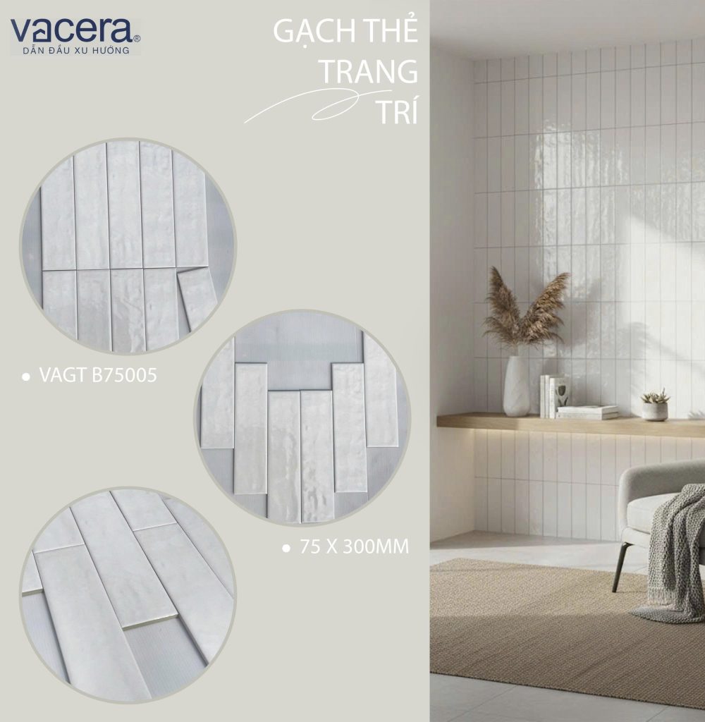 Gạch thẻ Vacera trắng mây